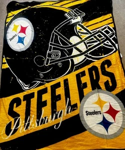 NFL Pittsburgh Steelers Plush Soft Micro Throw Blanket 57" x 47" Mancave Logo - Picture 1 of 4