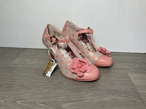 Women’s Joe Browns Celia Heels Size UK 7 Pink Cream T Bar Retro Kitten Gold Star - Picture 1 of 15