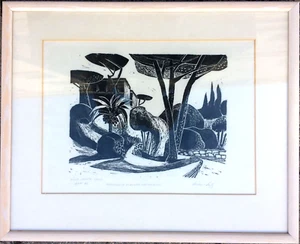 Grabado en madera "Villa Monte Celio Roma 1964", de Josef Seidl-Seitz, enmarcado - Imagen 1 de 4