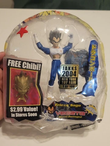 RARE 1 of 100 Jakks Dragon Ball Z Battle Damaged Vegeta Frieza Saga With Chibi Cover