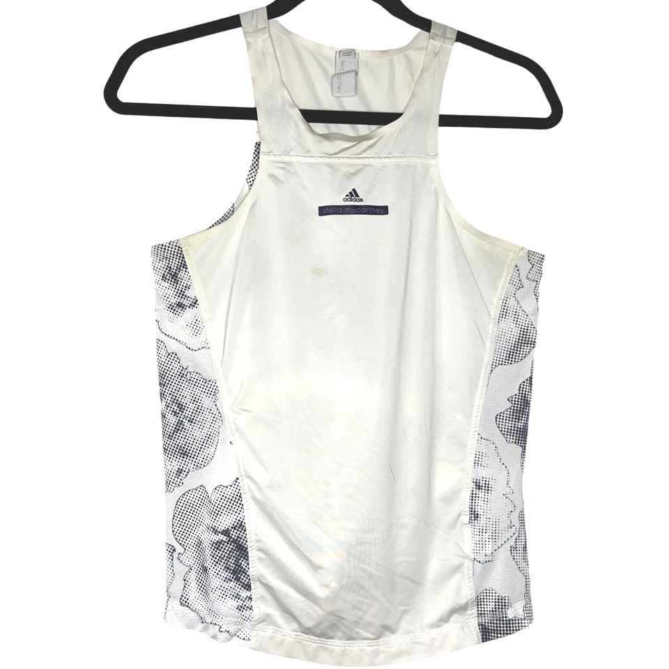 Adidas Stella McCartney Mujer Tanque XS Blanco Correr Adizero Floral Espalda Corredora Deportes Foto 1 de 4