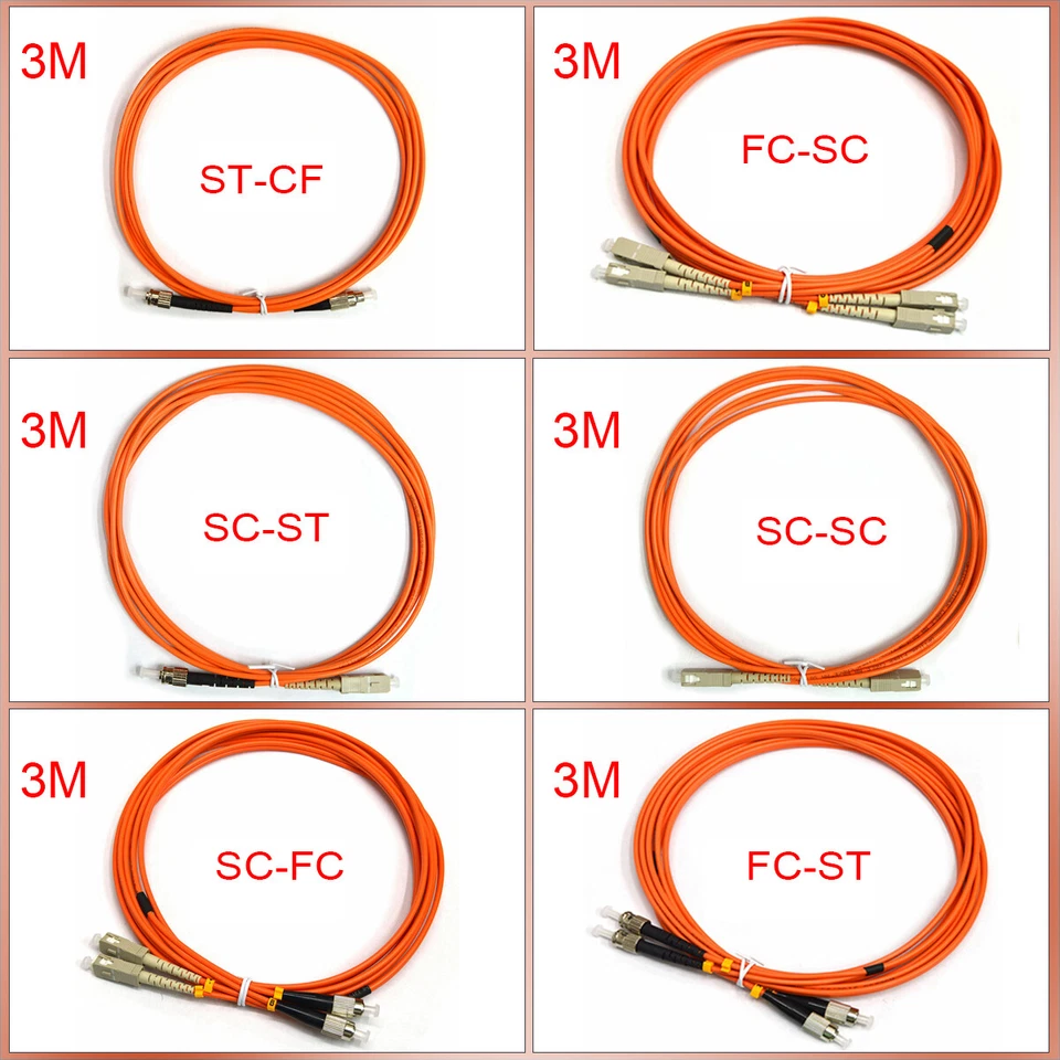 3m SC/FC 50/125 Duplex Multi Mode Optic Fiber Optics Patch Cable Cord US Stock - Image 1 of 1