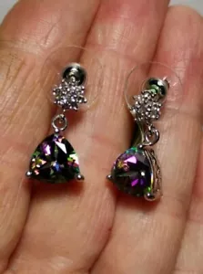 Mystik Topazio, Orecchini Pendenti Diamante Platino Sterling 925 - Foto 1 di 12
