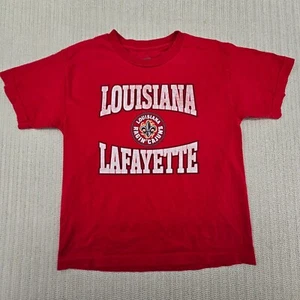Louisiana Lafayette Ragin Cajuns Shirt Youth Large Red Short Sleeve Football - Picture 1 of 8