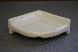 ACP Ceramic -Glossy Almond- Reversible Corner Shower Soap Dish Shelf - Picture 1 of 11