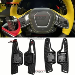 Black Carbon Paddle Shifter Steering Wheel For Corvette C8 Z51 Z06 2LT 3LT 20-23 - Picture 1 of 11