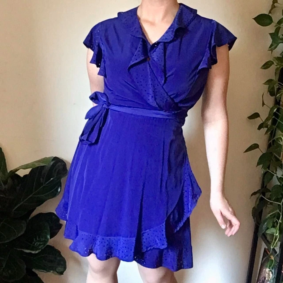 WRAP DRESS by  Tiana B Size XL with Laser Cut Flutter Trim - Image 1 of 4