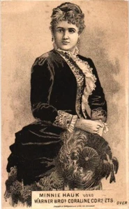 Antigua tarjeta de visita corsés Warner Brothers - publicidad de Minnie Hauk años 1880 - Imagen 1 de 2