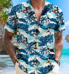 Disney summer hawaiian shirt, aloha vacation, summer waves, surfing mickey - Picture 1 of 1