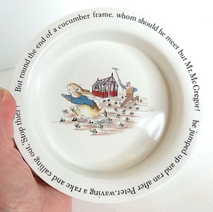 Wedgwood PETER RABBIT Beatrix Potter STOP THIEF Child's Bowl Plate VTG - Picture 1 of 4
