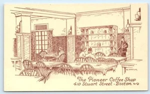 BOSTON, Massachusetts MA ~ Artista M. Hunter PIONEER CAFETERÍA Postal - Imagen 1 de 2