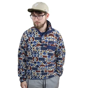 Patagonia Aztec Protected Peaks Synchilla Snap-T Fleece Jacket Mens Small Blue - Picture 1 of 10