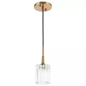 Woodbridge Lighting Regent Park 1Lt Glass Pendant in Brass/Petite Swizzle - Picture 1 of 5