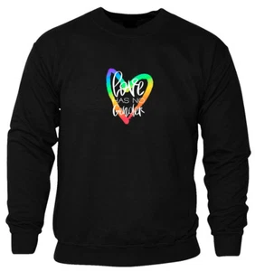Love Has No Gender Rainbow Heart Unisex Men Women Sweatshirt Jumper Pullover - Picture 1 of 3