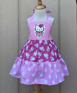 Hello Kitty Frühling Sommer Rosa Mädchen Kleinkind Neckholder Kleid - Bild 1 von 4