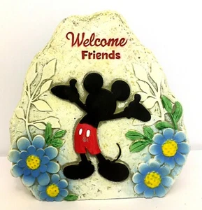 Letrero de tapón de puerta de roca jardín de resina jardín de resina de Walt Disney Mickey Mouse Welcome Friends - Imagen 1 de 6