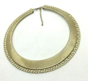 Girocollo piatto tono oro decorativo metallo collana bigiotteria unisex - Foto 1 di 4