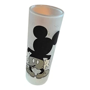 Vintage Mickey Mouse Paris Verre Sketch Disneyland Tall Frosted Glass France - Picture 1 of 4