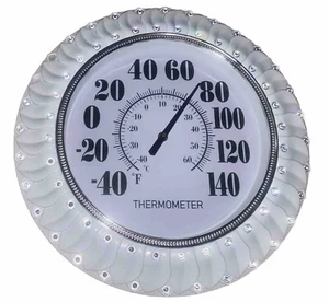 Indoor Outdoor Big Bold Thermometer, 16 Inch - White Decorative Bling - Picture 1 of 6