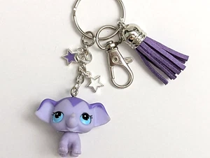 Littlest Pet Shop Schlüsselanhänger Mini LPS Baby lila Elefant Sterne süß Handarbeit - Bild 1 von 4