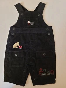 Classic Pooh Disney Overalls Sz 3 Mth Black Corduroy Bib Pockets Embroidered NWT - Picture 1 of 7