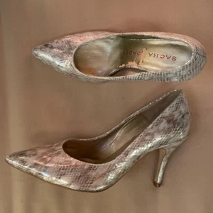 Sacha London Snake Leather Pointed Toe Pump Silver - Picture 1 of 6