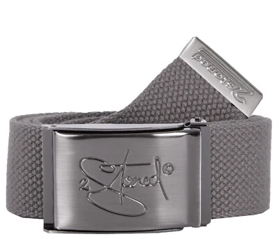 2Stoned Stoffgürtel Grau 4 cm breit mit matter Schnalle 120 cm lang - Bild 1 von 2