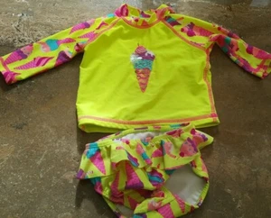 Baby Girls 3-6 Mths- Sun Swimming Top & Bikini Bottoms- ice cream detail - Picture 1 of 9