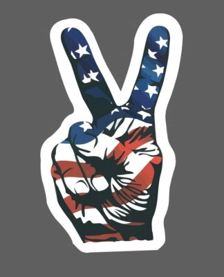 STICKER DYNASTY American Flag Sticker Peace Sign Waterproof USA America Gift NEW