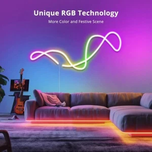 LED Neon Rope Light With Timer Dimmable Sync With Music APP & IR Control DIY Pat - Picture 1 of 7