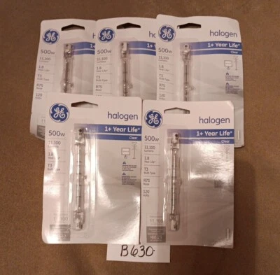 5 GE 500W T3 R7S Base 120V  Bulbs - Image 1 of 2