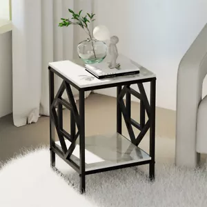Square Side End Table Coffee Living Room Couch Night Stand Anti-rust Iron Frame - Picture 1 of 12