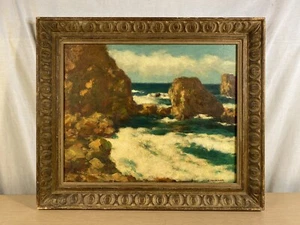 Arthur Harold Knott painting "Rocks and sea Cayucos" - 16" x 20" - Picture 1 of 24