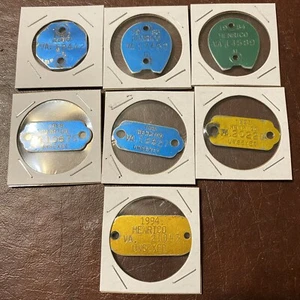 Vtg Dog License Lot (7) Henrico Co Virginia 80’s 90’s Unsexed Multi Color Metal - Picture 1 of 16