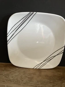 CORELLE Vitrelle Simple Lines SKETCH 9” Square Salad Luncheon Dessert Plate - Picture 1 of 3