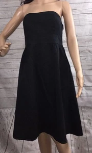 Old Navy Strapless Little Black Dress Size 6 High Waist Knee Length Cotton Blend - Picture 1 of 11
