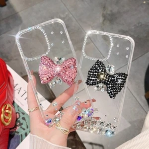 Für iPhone 7 8+ 14 13 15 16 Pro Max Hülle Luxus Diamanten Schleife Kamelie Cover - Bild 1 von 19