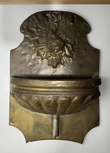 Antique BRASS FIGURAL Fish Spout WALL FOUNTAIN - Picture 1 of 8