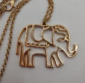 "Collar retro de eslabones de cadena de 28"" colgante de moda con elefante de circo tono dorado 1,5"" - Imagen 1 de 5