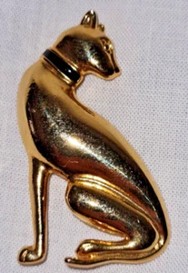 Sleek Sophisticated SEATED CAT Brooch Pin Gold Tone Sitting Metal 2" - Picture 1 of 2