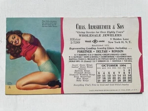 Octubre 1954 Pinup Girl Blotter de Earl Moran - Bonito Suéter - Imagen 1 de 3