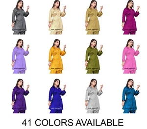 Túnica satinada media manga camisa satinada larga abotonada ropa de oficina S136 - Imagen 1 de 127