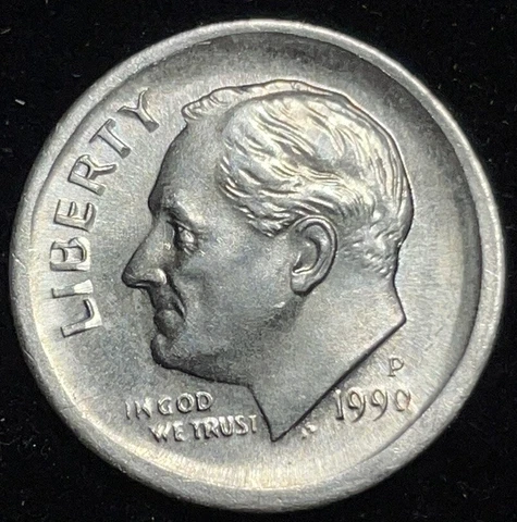 1990 Broad Struck Roosevelt Dime BU+ Free Shipping Cover