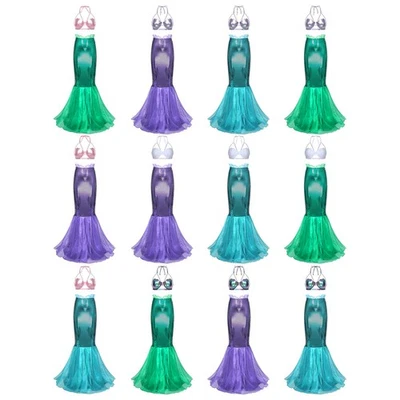 Women Costume Fish Scale Print Mermaid Sexy Skirt Fishtail Outfit Princess Bra - Image 1 of 3