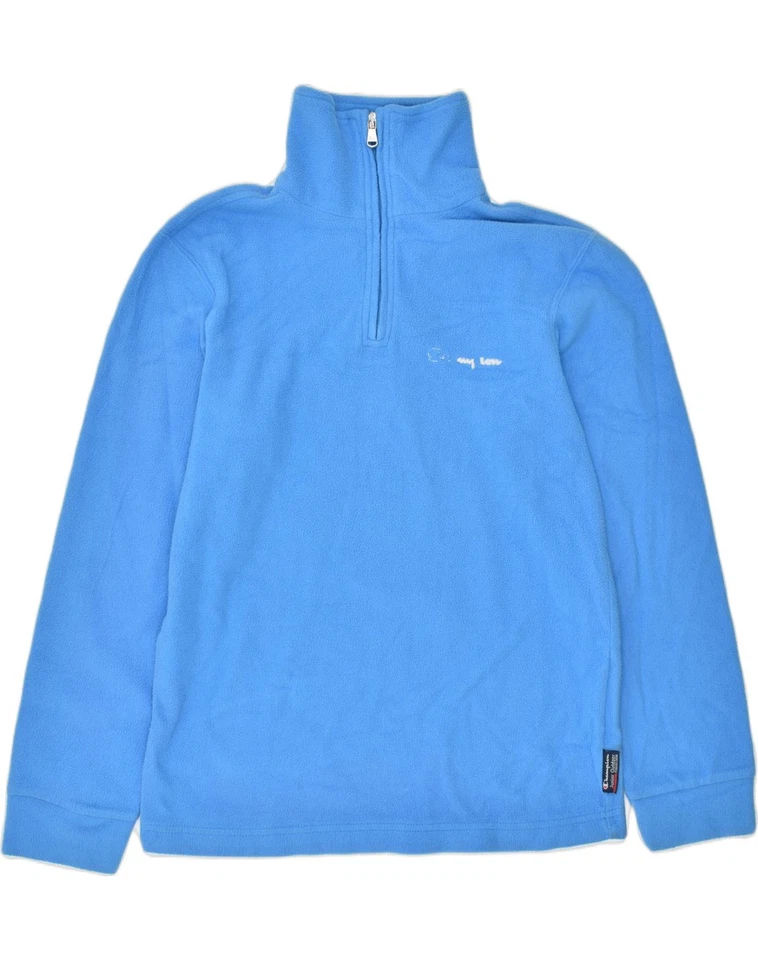 CHAMPION Boys Zip Neck Fleece Jumper 11-12 Years Blue Polyester XC20 - Image 1 of 3