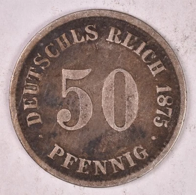 1875-D Germany 50 Pfennig 0.0804 Silver 0.900 KM#6 - Image 1 of 2