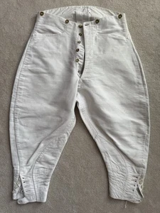 Exquisite Heavy Cotton White Jodhpurs By Sandon & Co. London ~early 20th Century - Picture 1 of 15