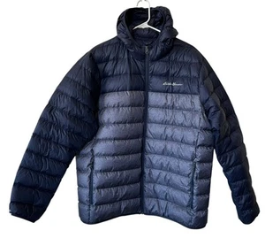 Eddie Bauer EB650 Cirruslite Hooded Jacket Coat Mens XL Down Filled Blue Color - Picture 1 of 13