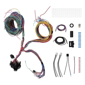 21 Circuit Wiring Harness Kit Extra Long 17 Fuses Universal for Chevy - Foto 1 di 24