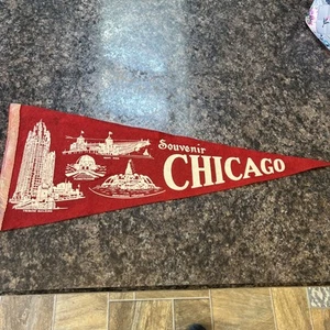 Banderín de fieltro de recuerdo de Chicago vintage - Imagen 1 de 6